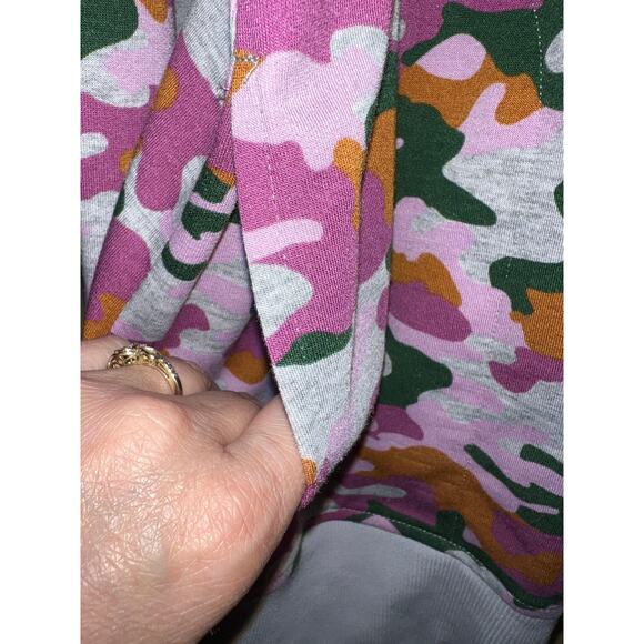 Cuddl Duds Large Cardigan Sweatshirt Purple Pink Gray Camo Thumb Holes Top QVC - Picture 6 of 14